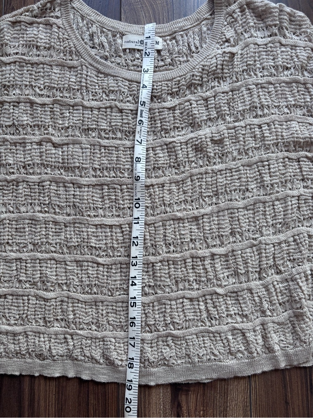 NATURAL LIFE Beige Tan Open-Weave Crewneck Sweater, Emily - Picture 4 of 6